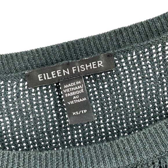 Eileen Fisher XS Womens Dark Green Lightweight Linen Blend Long Sleeve Sweater - Picture 6 of 9